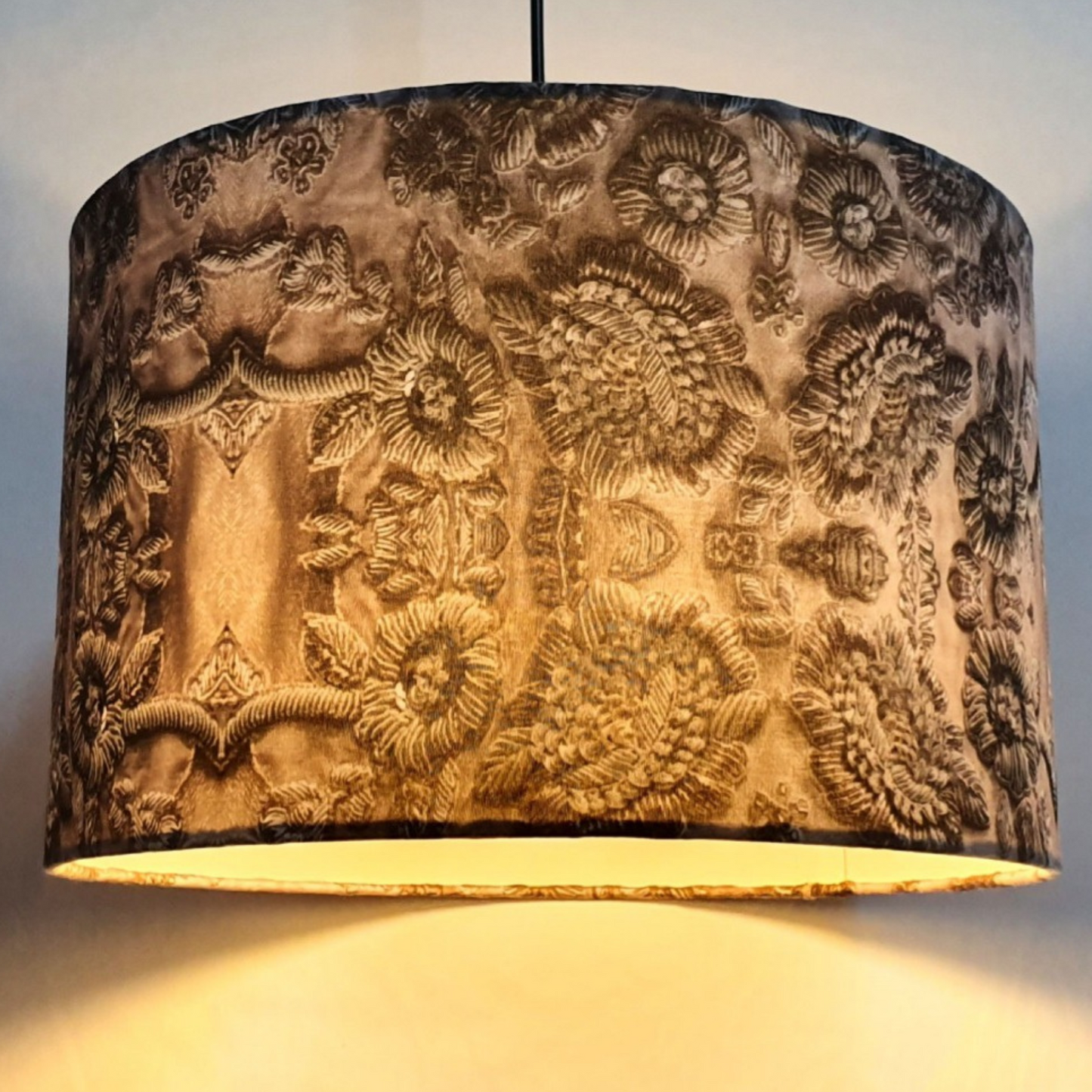 CD166 Drum Lamp Shade; Handmade Lamp Shades, Lamp shade for table lamp; Vintage Lamp Shade; Fabric lamp Shade.