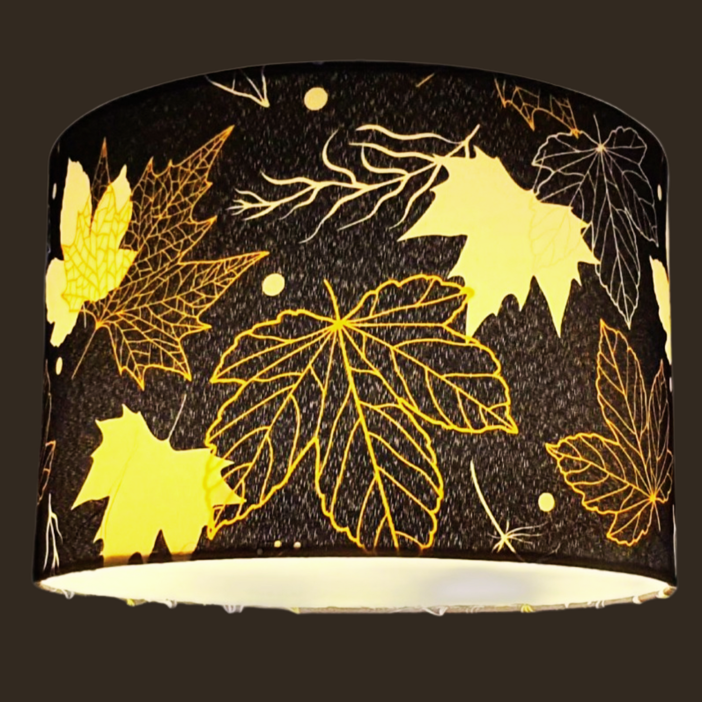 CD168- Handmade Lamp shade, Pendant light lamp shade, Drum style, " Maple leaves" printing