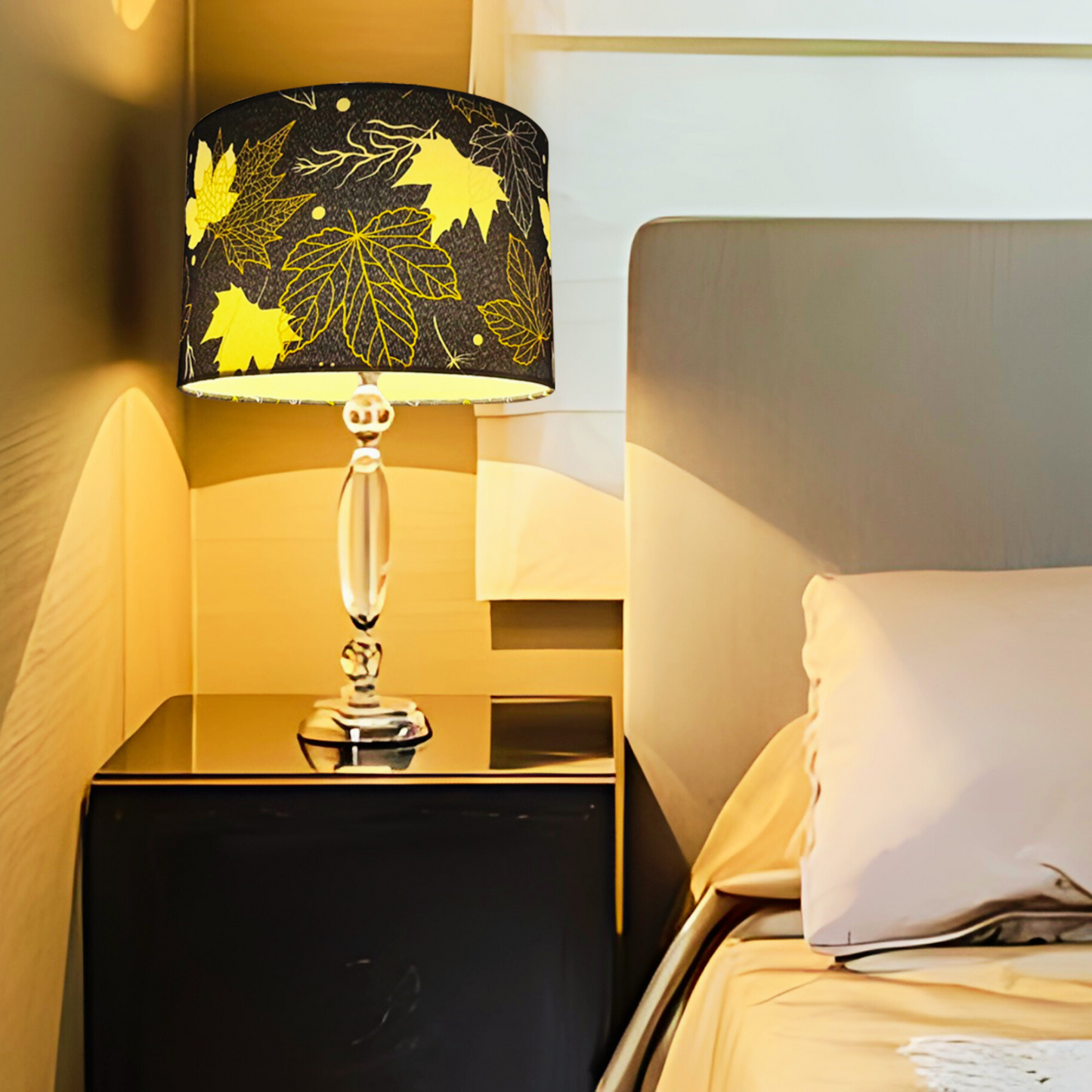 CD168- Handmade Lamp shade, Pendant light lamp shade, Drum style, " Maple leaves" printing