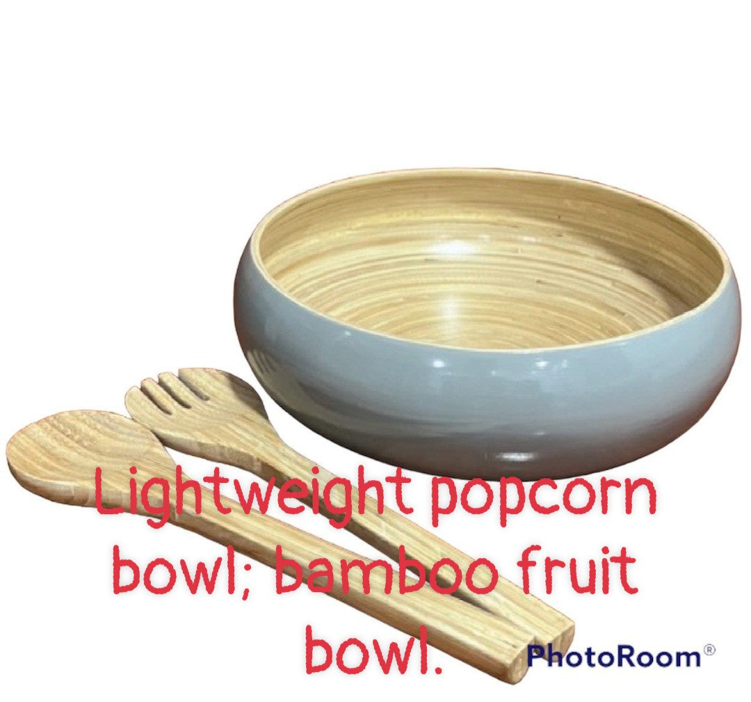 CT01-Lightweight  Bamboo Popcorn Bowl, Bamboo Salat Bowl, Bamboo Fruit Bowl.