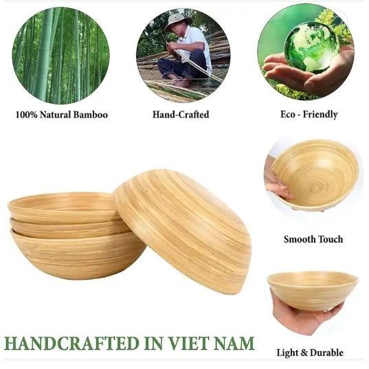 CT02-Lightweight  Bamboo Popcorn Bowl, Bamboo Salat Bowl,