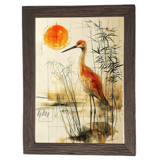 Canvas painting; Wood Picture Frame; TRI60; Hanging Picture Frame; Canvas painting of Bird