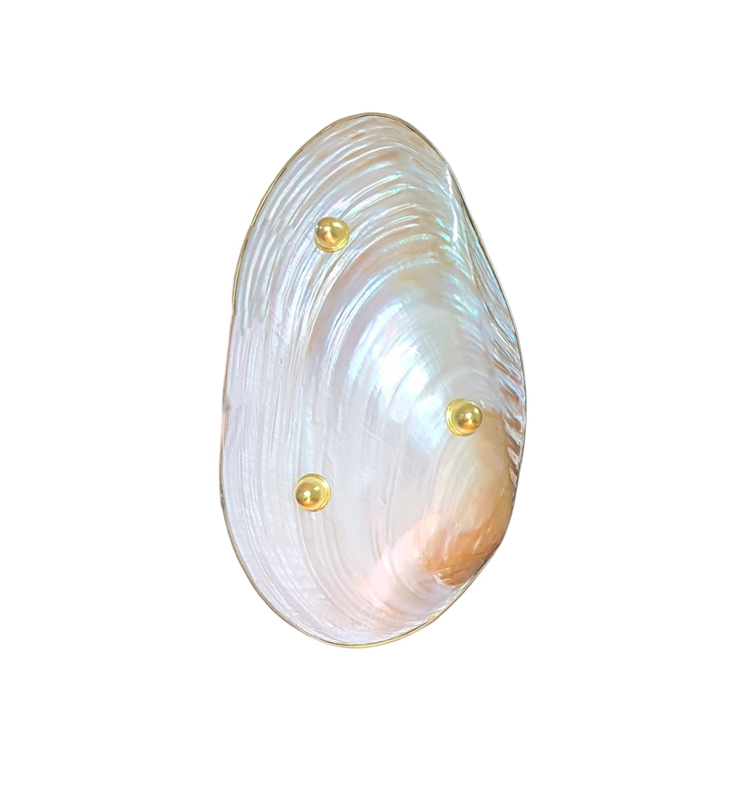 TT01-Natural Pearl Trinket Dish W/ Silver Metal Details