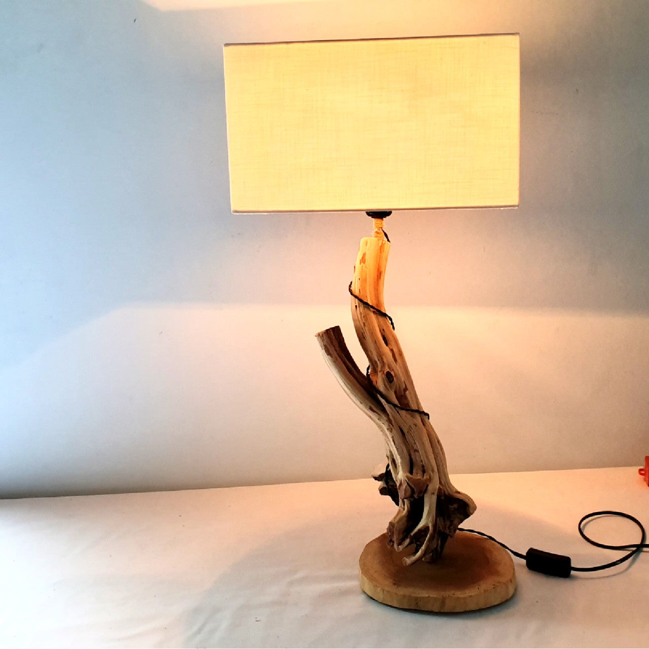 The wooden table lamp; desk lamp ; handmade lamp ; rustic Lamp - DB004/HH