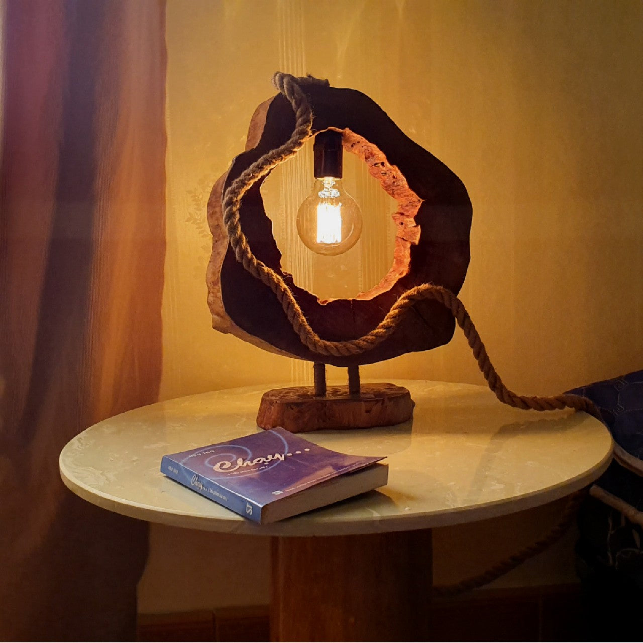 The driftwood wooden table lamp ; wooden lamp ; handmade gift for mother